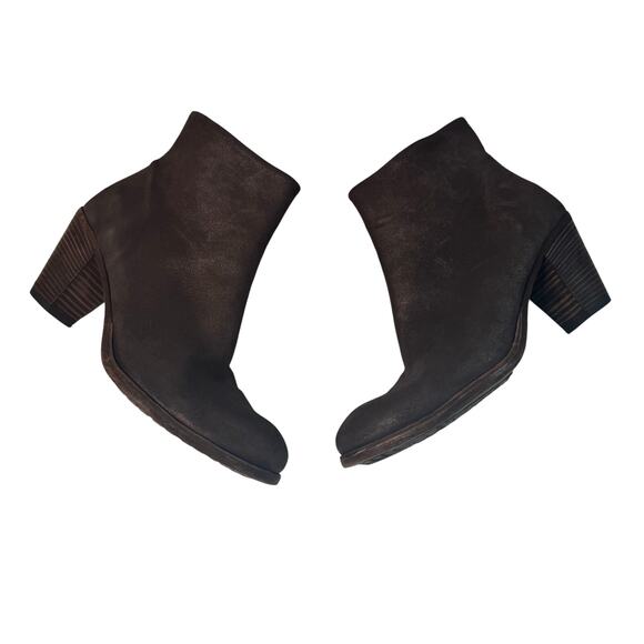 Officine Creative Brown Metallic Copper Leather Zip Ankle Bootie Size 40 Italy - Picture 1 of 9